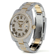 24ctw Natural Diamonds Rolex Datejust 41mm Custom Pave Roman Numeral Dial Two Tone Oyster Band