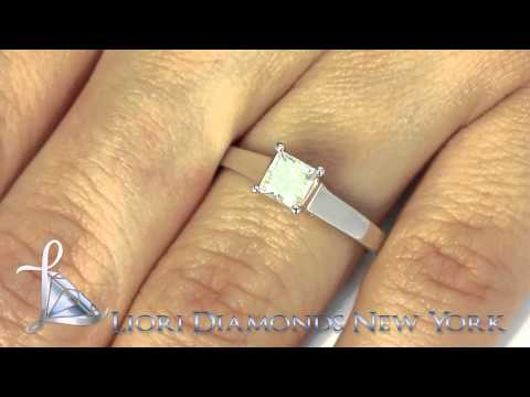 A-010 - 0.70 Carat H-SI2 Princess Cut Diamond Solitaire Engagement Ring 14k White Gold