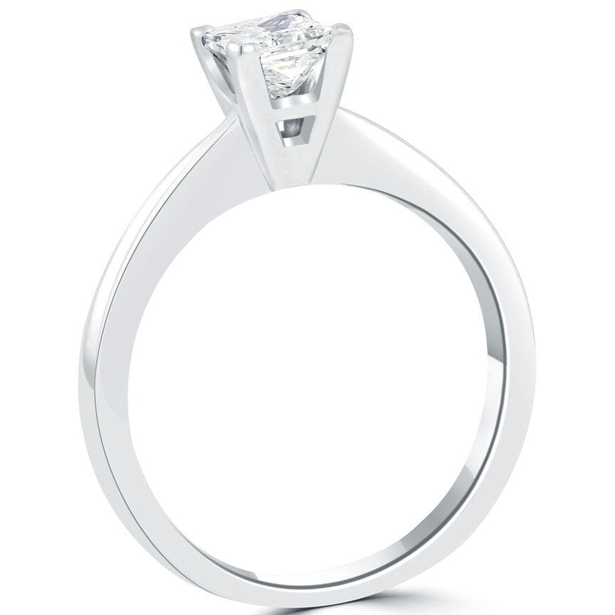 0.82 Carat E-SI1 Princess Cut Diamond Solitaire Engagement Ring 14k White Gold