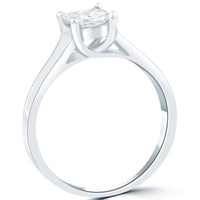 0.70 Carat H-SI2 Princess Cut Diamond Solitaire Engagement Ring 14k White Gold