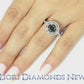 1.75 Carat Certified Black Diamond Engagement Ring Pave Halo 14k White Gold