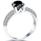 1.83 Carat Certified Natural Black Diamond Engagement Ring 14k White Gold