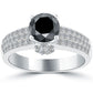 2.08 Carat Certified Natural Black Diamond Engagement Ring 14k White Gold