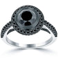 2.41 Carat Certified Black Diamond Engagement Ring 18k Black Gold Vintage Style