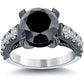5.32 Carat Vintage Style Natural Black Diamond Engagement Ring 14k Black Gold