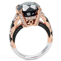8.18 Carat Certified Natural Black Diamond Engagement Ring 14k Rose Gold
