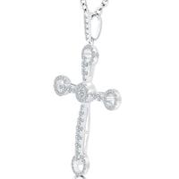 1.15 Carat Art Deco Diamond Cross Pendant Necklace in 14k White Gold - CR-025