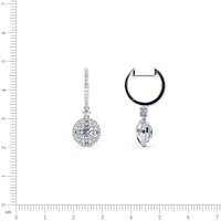 1.36 Carat Round Diamond Leverback Hanging Drop Earrings 18k White Gold