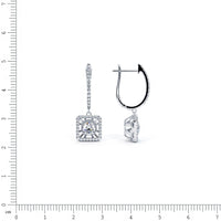 1.06 Carat Round Diamond Leverback Hanging Drop Earrings 18k White Gold