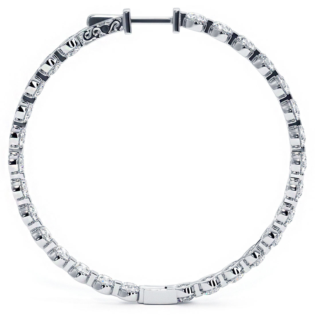 10.00 Carat F-VS-SI Large inside out Diamond hoop earrings 14k White Gold