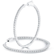 1.55 Carat F-VS-SI Large inside out Diamond hoop earrings 14k White Gold