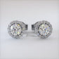 1.80 Carat G-SI Pave Halo Diamond Studs Earrings 18k White Gold