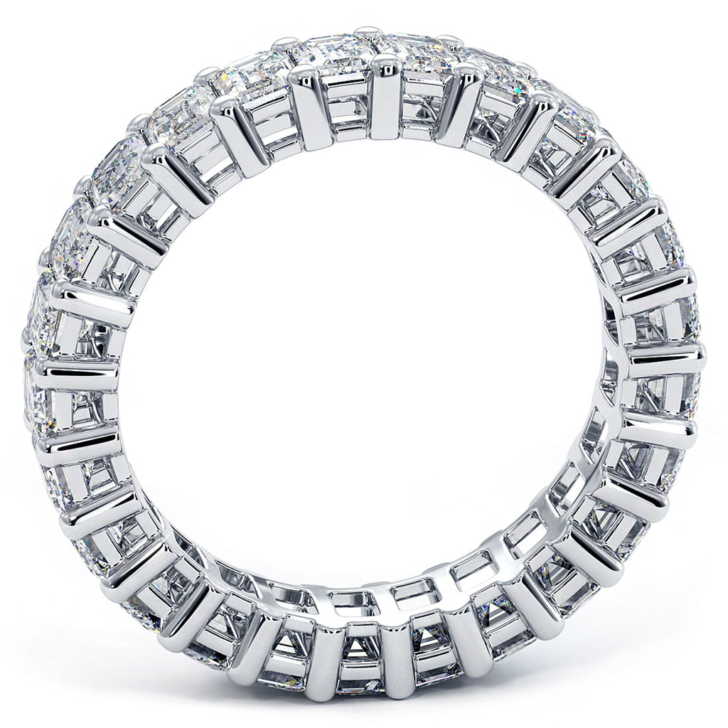 6.00 Carat F-VS1 Emerald Cut Diamond Eternity Band Anniversary Ring 18k Gold