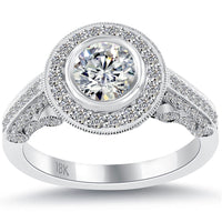 2.03 Carat F-SI1 Vintage Style Natural Round Diamond Engagement Ring 18k Gold