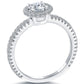 1.07 Carat F-SI1 Natural Round Diamond Engagement Ring 14k White Gold Pave Halo