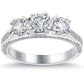 1.80 Carat H-SI1 Three Stone Natural Diamond Engagement Ring 18k White Gold