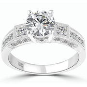 1.96 Carat F-SI3 Certified Natural Round Diamond Engagement Ring 18k White Gold