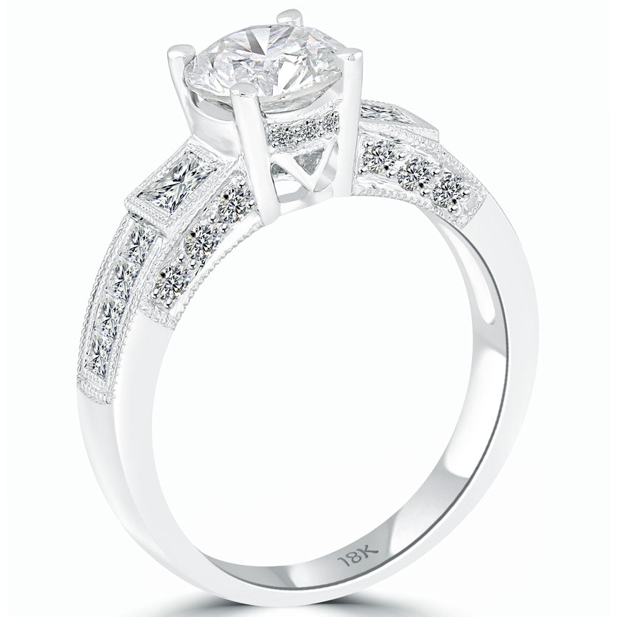 1.96 Carat F-SI3 Certified Natural Round Diamond Engagement Ring 18k White Gold