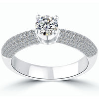 1.35 Carat F-SI2 Certified Natural Round Diamond Engagement Ring 18k White Gold