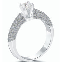 1.35 Carat F-SI2 Certified Natural Round Diamond Engagement Ring 18k White Gold
