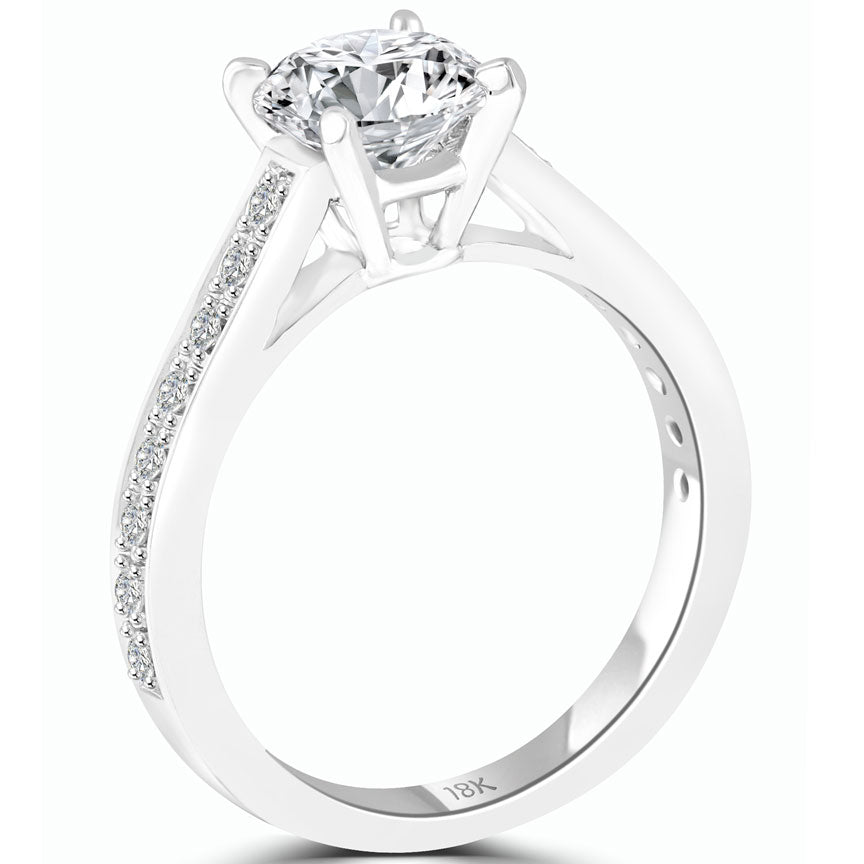 1.70 Carat G-SI3 Certified Natural Round Diamond Engagement Ring 18k White Gold