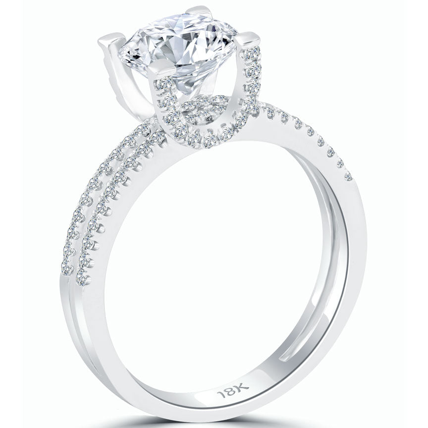 2.16 Carat G-SI2 Certified Natural Round Diamond Engagement Ring 18k White Gold