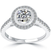 1.36 Carat H-SI1 Vintage Style Natural Round Diamond Engagement Ring 18k Gold