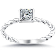 0.67 Carat G-SI1 Princess Cut Diamond Solitaire Engagement Ring 14k White Gold