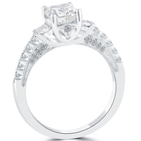 1.71 Carat H-SI1 Certified Radiant Cut Diamond Engagement Ring 14k White Gold