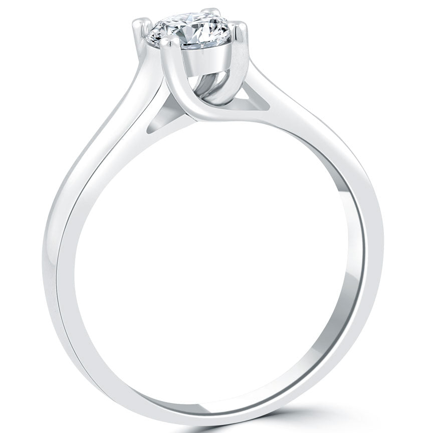 0.52 Carat F-SI1 Round Diamond Classic Solitaire Engagement Ring 14k White Gold