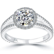 1.71 Carat F-VS2 Natural Round Diamond Engagement Ring 18k Gold Vintage Style