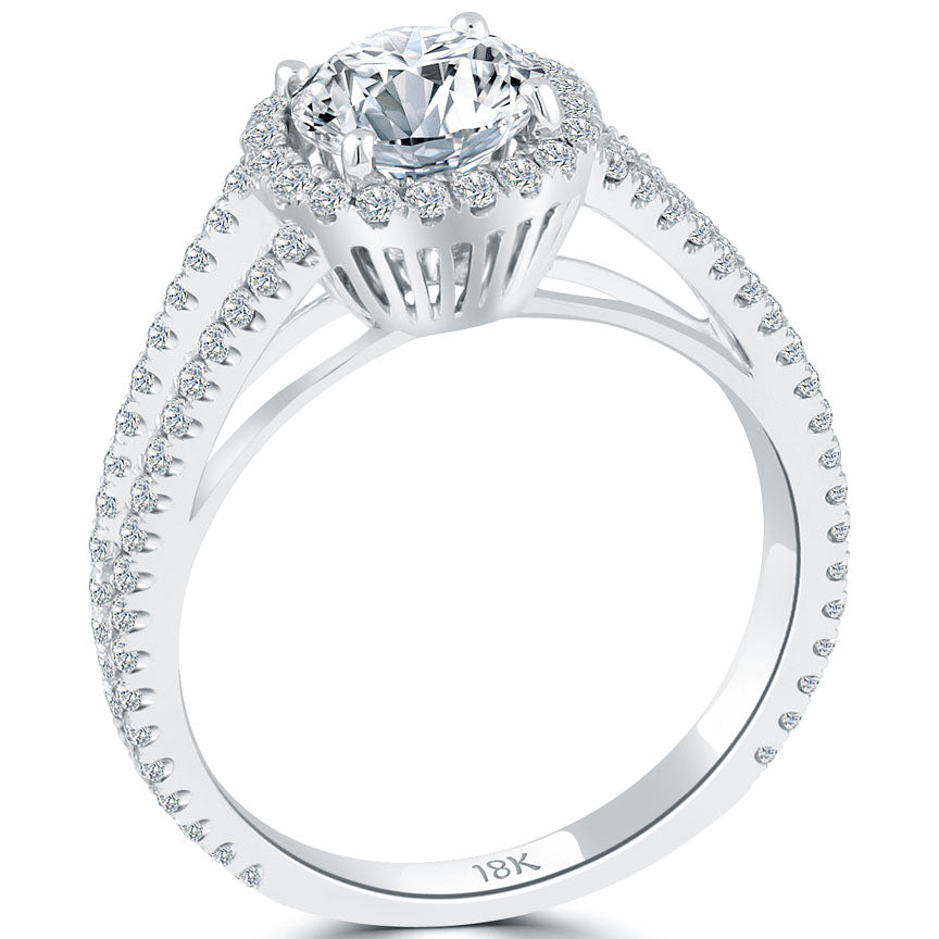 1.71 Carat F-VS2 Natural Round Diamond Engagement Ring 18k Gold Vintage Style