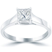 0.80 Carat E-SI2 Princess Cut Diamond Solitaire Engagement Ring 14k White Gold