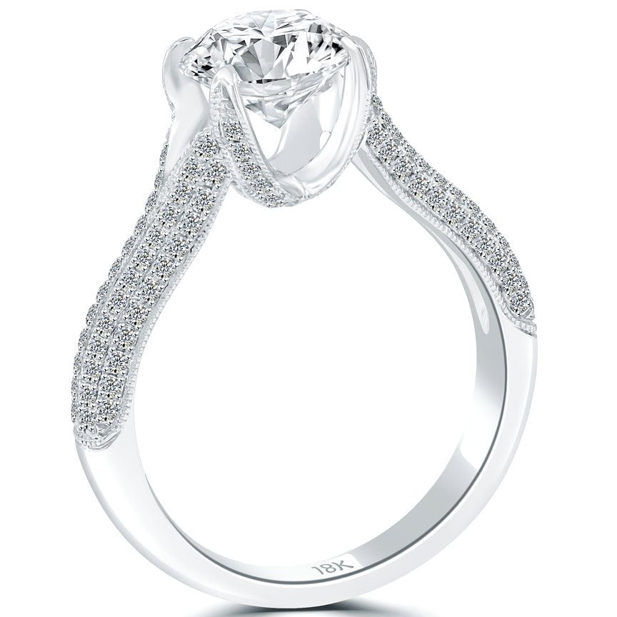 1.92 Carat G-SI1 Certified Natural Round Diamond Engagement Ring 18k White Gold