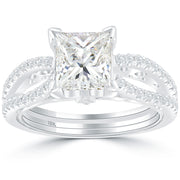 2.48 Carat J-VS1 Princess Cut Diamond Engagement Ring 18k Gold Vintage Style