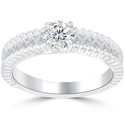 0.79 Carat E-SI1 Certified Natural Round Diamond Engagement Ring 18k White Gold
