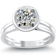 1.33 Carat G-VS2 Round Diamond Classic Solitaire Engagement Ring 14k White Gold