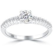 0.71 Carat D-SI1 Certified Natural Round Diamond Engagement Ring 18k White Gold