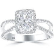 1.89 Carat H-VS2 Radiant Cut Natural Diamond Engagement Ring 18k White Gold