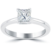1.02 Carat F-VS2 Princess Cut Diamond Solitaire Engagement Ring 14k White Gold
