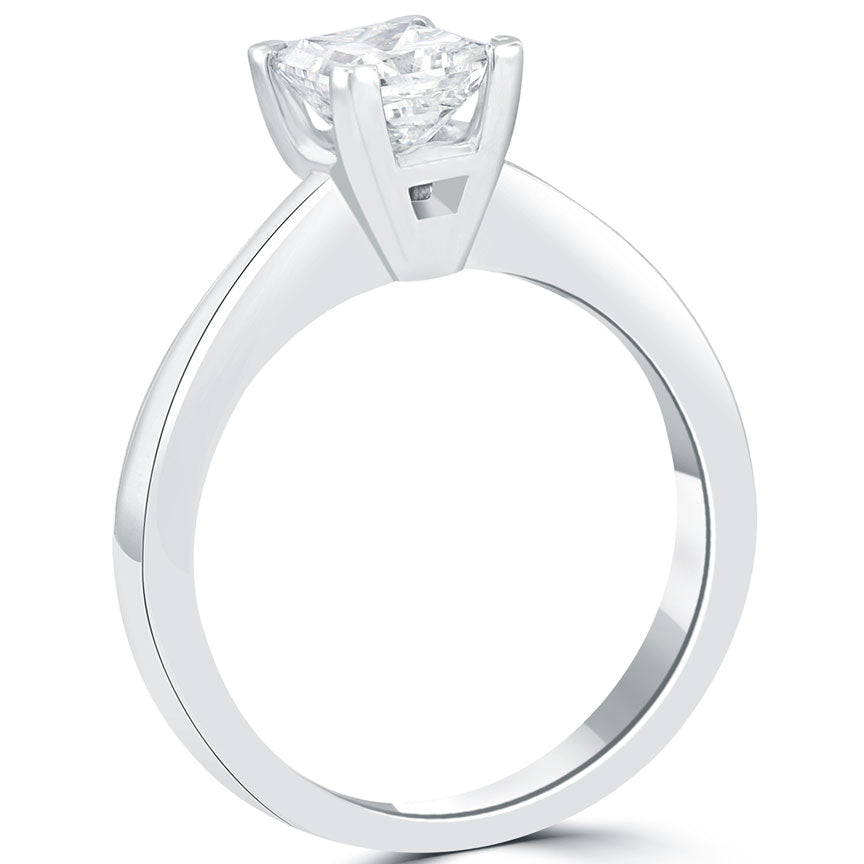 1.02 Carat F-VS2 Princess Cut Diamond Solitaire Engagement Ring 14k White Gold