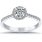 0.79 Carat E-SI1 Natural Round Diamond Engagement Ring 14k White Gold Pave Halo