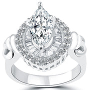 3.01 Carat H-SI2 Marquise Cut Vintage Style Natural Diamond Engagement Ring 14k