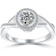 1.14 Carat G-VS2 Natural Round Diamond Engagement Ring 18k Gold Vintage Style