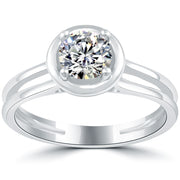 0.90 Carat E-VS1 Round Diamond Classic Solitaire Engagement Ring 14k White Gold