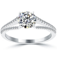 1.23 Carat D-SI1 Certified Natural Round Diamond Engagement Ring 18k White Gold