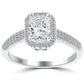 1.48 Carat F-SI1 Princess Cut Diamond Engagement Ring 18k White Gold Pave Halo