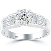 1.98 Carat F-SI1 Certified Natural Round Diamond Engagement Ring 14k White Gold