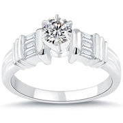 1.13 Carat F-SI1 Certified Natural Round Diamond Engagement Ring 14k White Gold