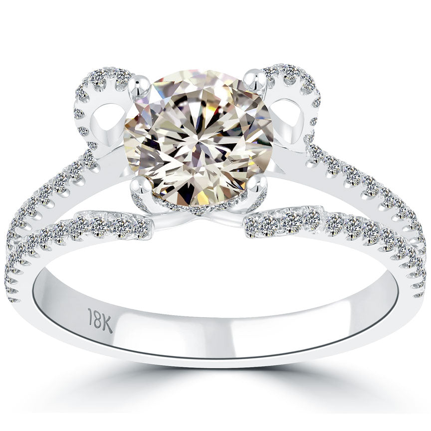 1.73 Carat K-SI1 Certified Natural Round Diamond Engagement Ring 18k White Gold